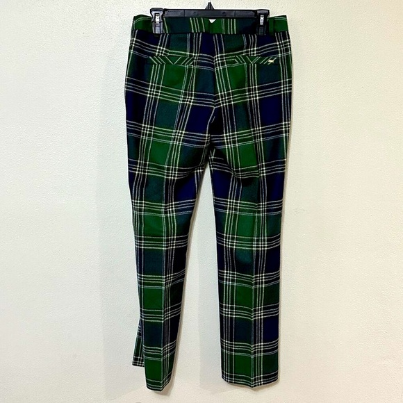 Green and Navy Tartan Plaid Lined Pants Size 8 - Picture 3 of 12